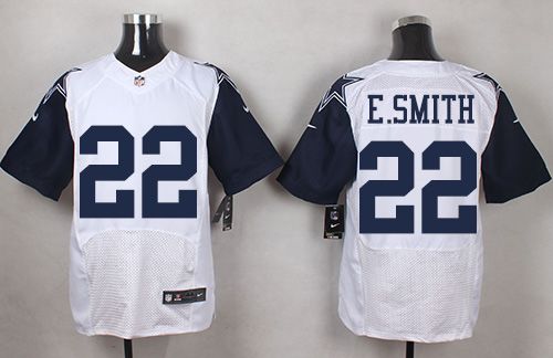 Nike Cowboys #22 Emmitt Smith White Men's Stitched NFL Elite Rush Jersey - Click Image to Close